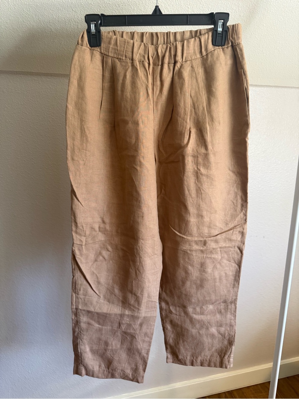 It Is Well L.A. nutmeg cropped linen pants, elastic waist, pockets